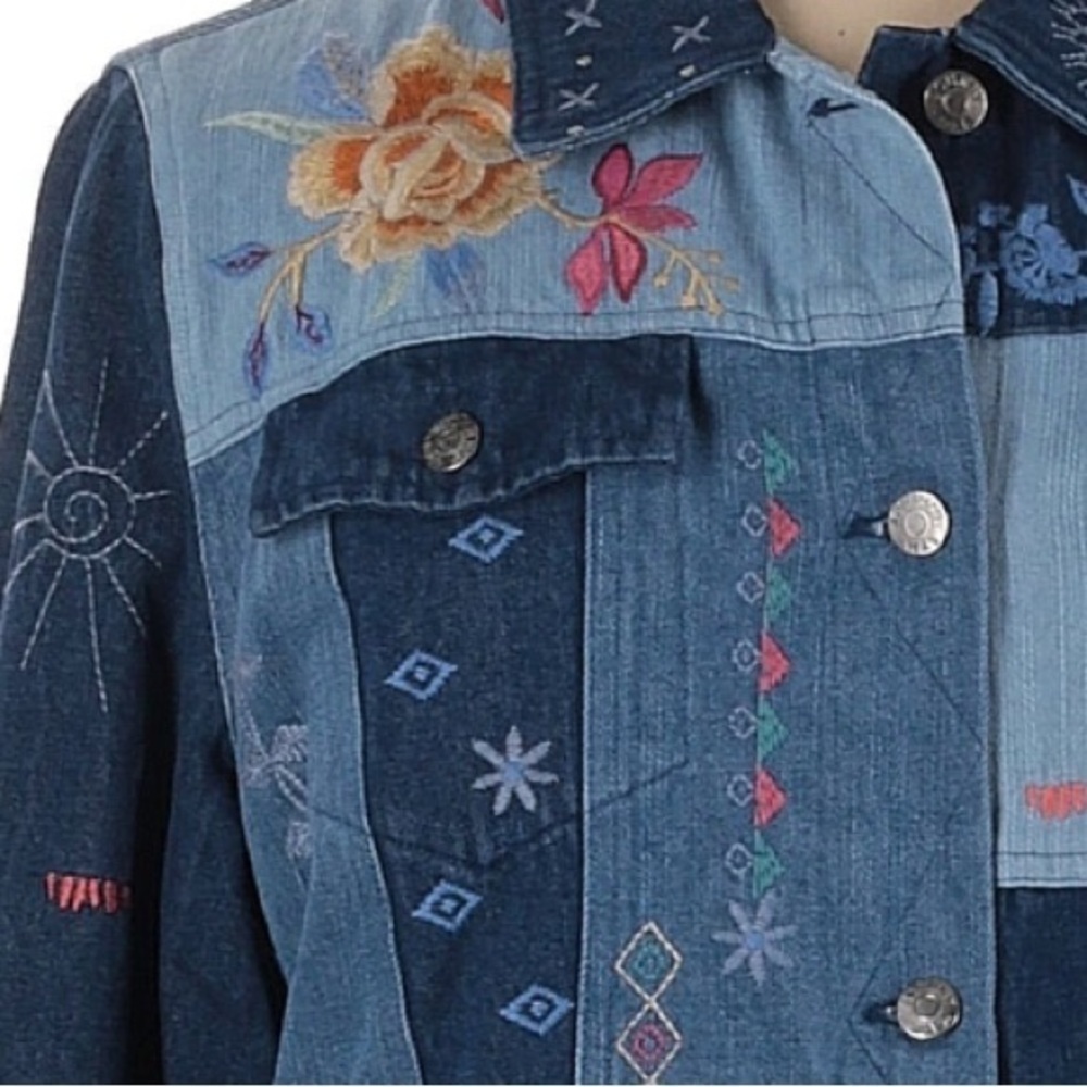Johnny Was Taryn Embroidered Patchwork Denim Jack… - image 10